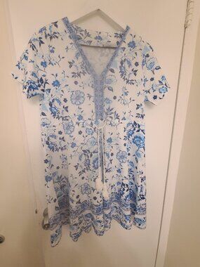 Blue and White Floral Tunic